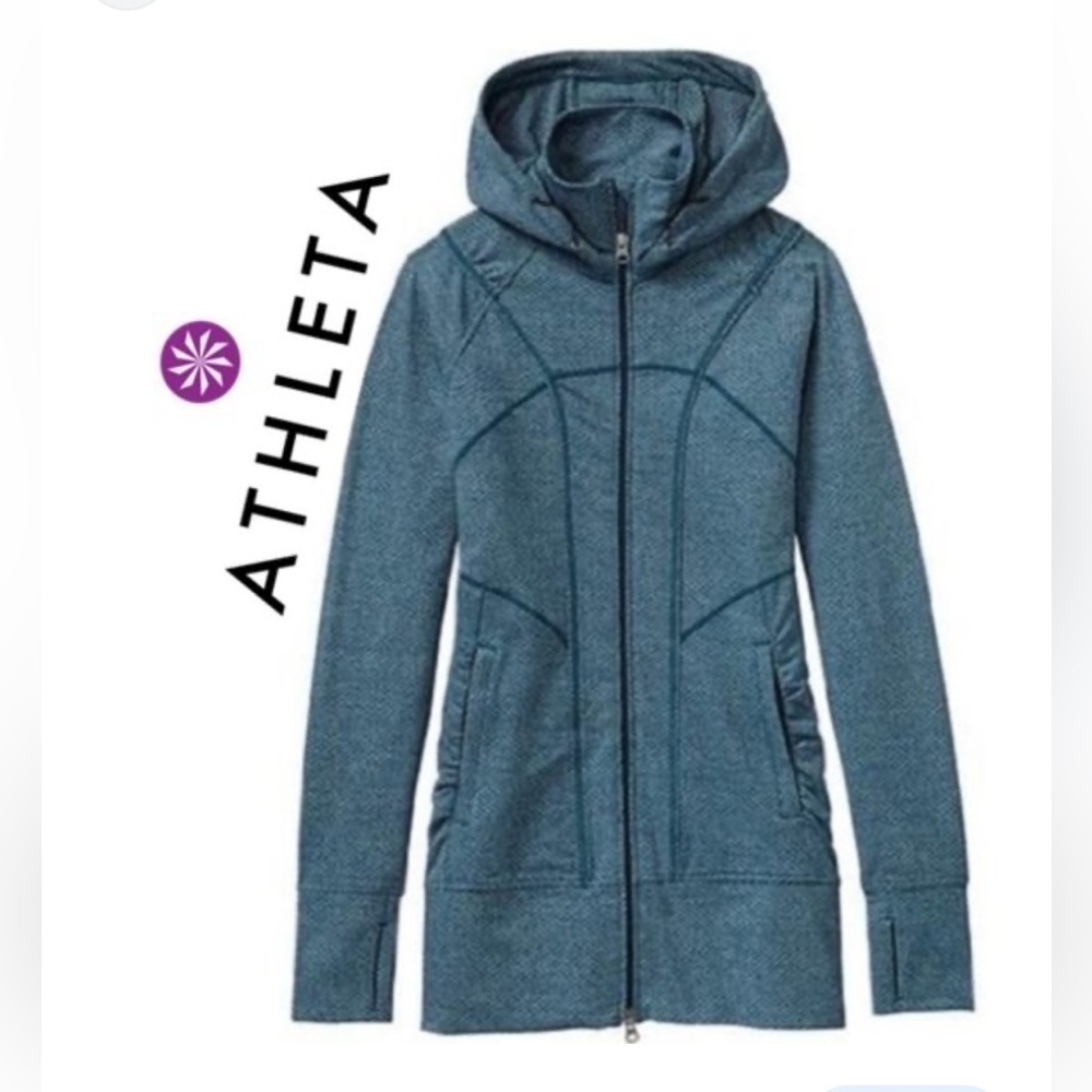 Athleta Rishi Hoodie Herringbone Jacket  Full Zip Size XS